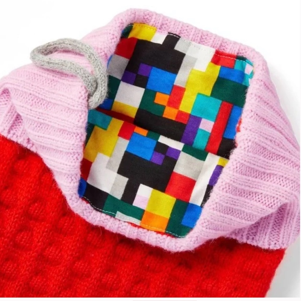 LEGO x TARGET Colorblock Holiday Stocking NEW Sweater Knit Red Pink - Picture 3 of 8